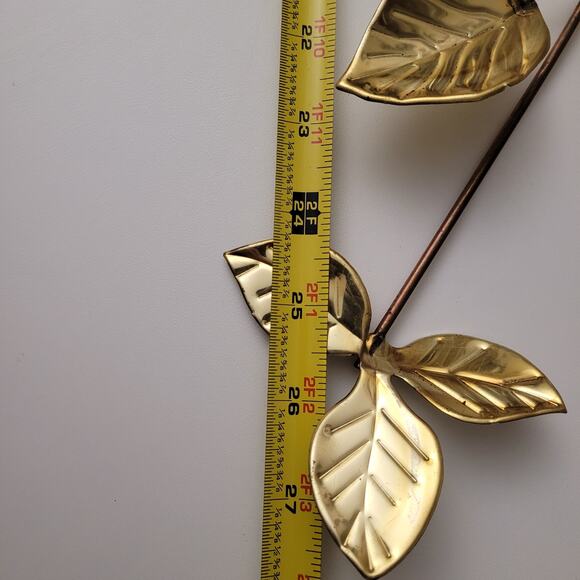 Copper Brass Rose Ribbon Hanging Wall Art Swag 27” MCM Decor Hollywood Regency - Picture 10 of 12